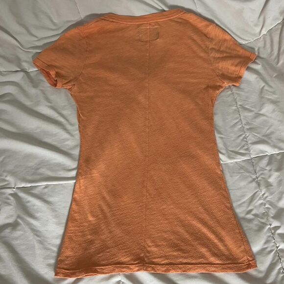 Vintage Y2K Orange Pink Graphic Tee Deep V-Neck American Eagle Outfitters XS - Picture 2 of 7